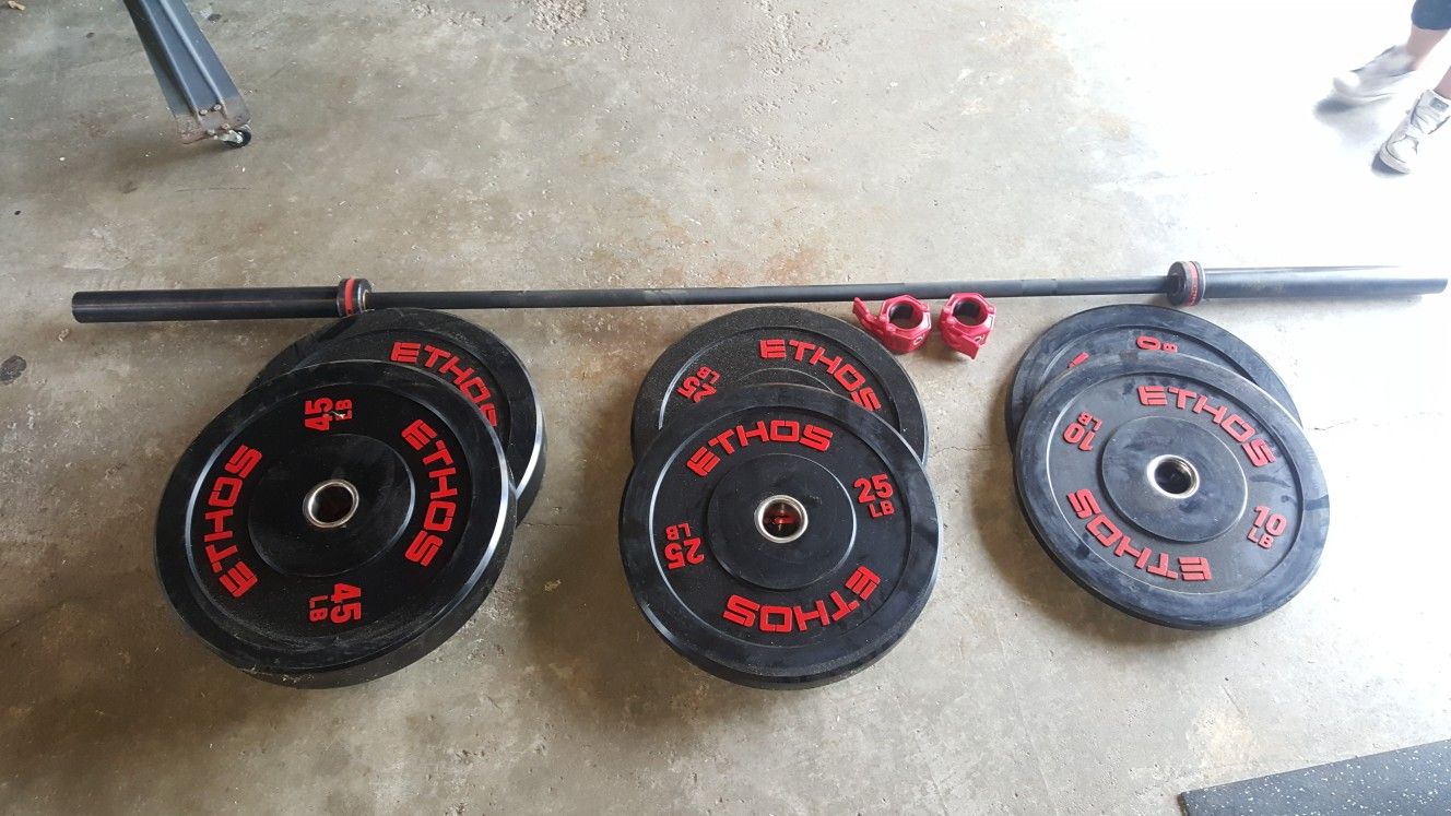 ETHOS 205 lb. Olympic Rubber Bumper Plate Set