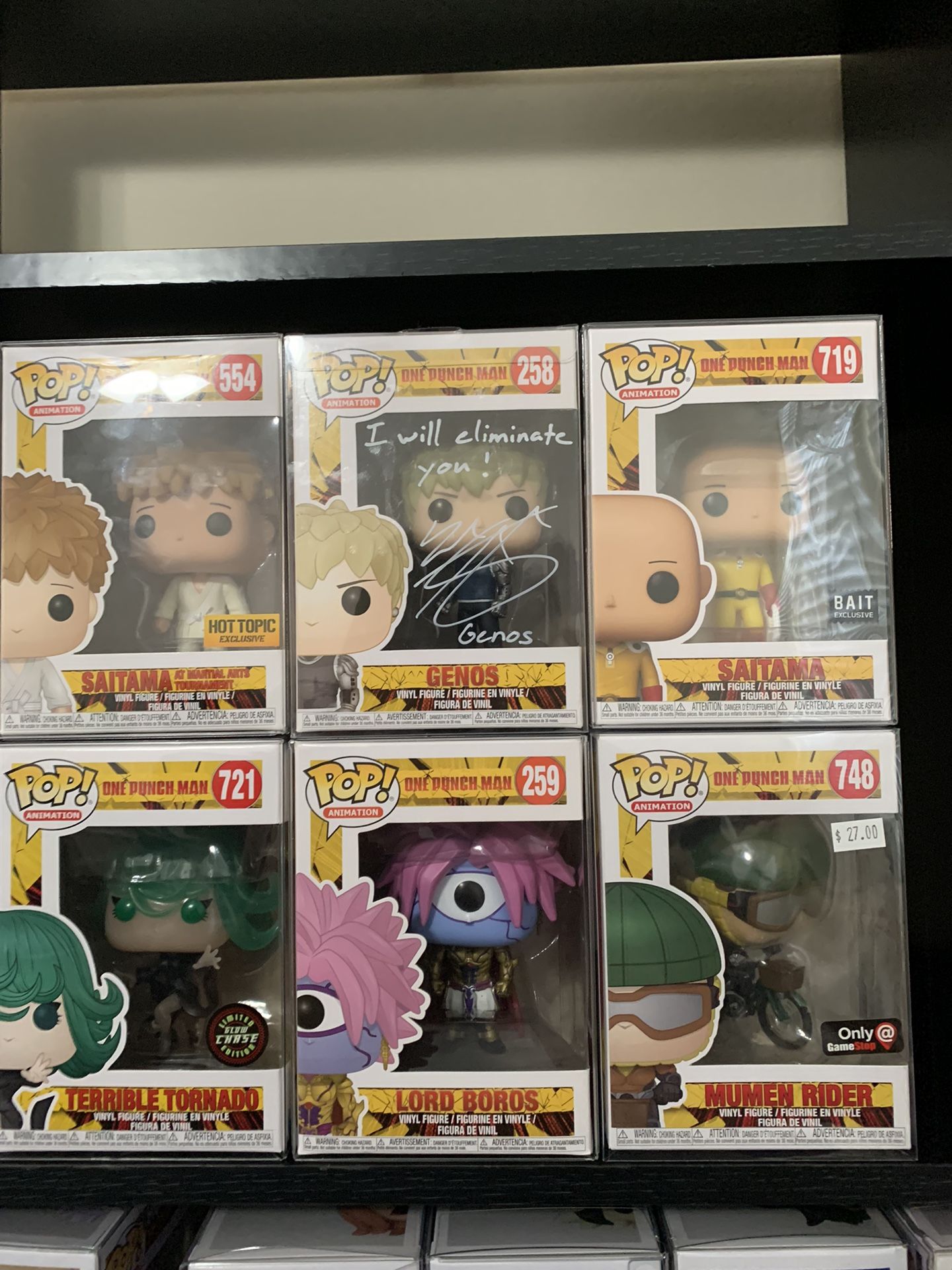 Funko pop - One Punch Man Lot Signed Genos mint terrible tornado chase lord boros saitama mumen rider