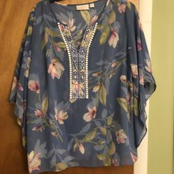 Womens Kim Gravel Belle V Neck Poncho Med 