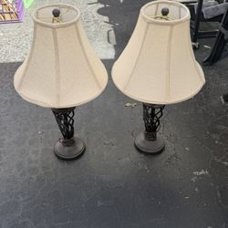 Set Of 3 Matching Lamps Floor And Desk Table 