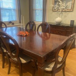 Six Chair Dinning Set Plus Granite Top Buffet 