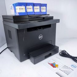 Dell E525W Color Laser All-in-One Printer Copy Fax Scan W Extra Toner