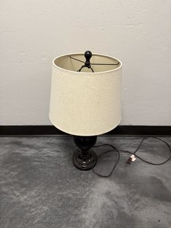 Table Lamp with Beige Drum Shade