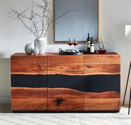Navarra Acacia Wood and Resin Inlay Sideboard cabinet
