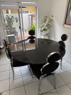 Marble dining Table and Chairs 54 Inch