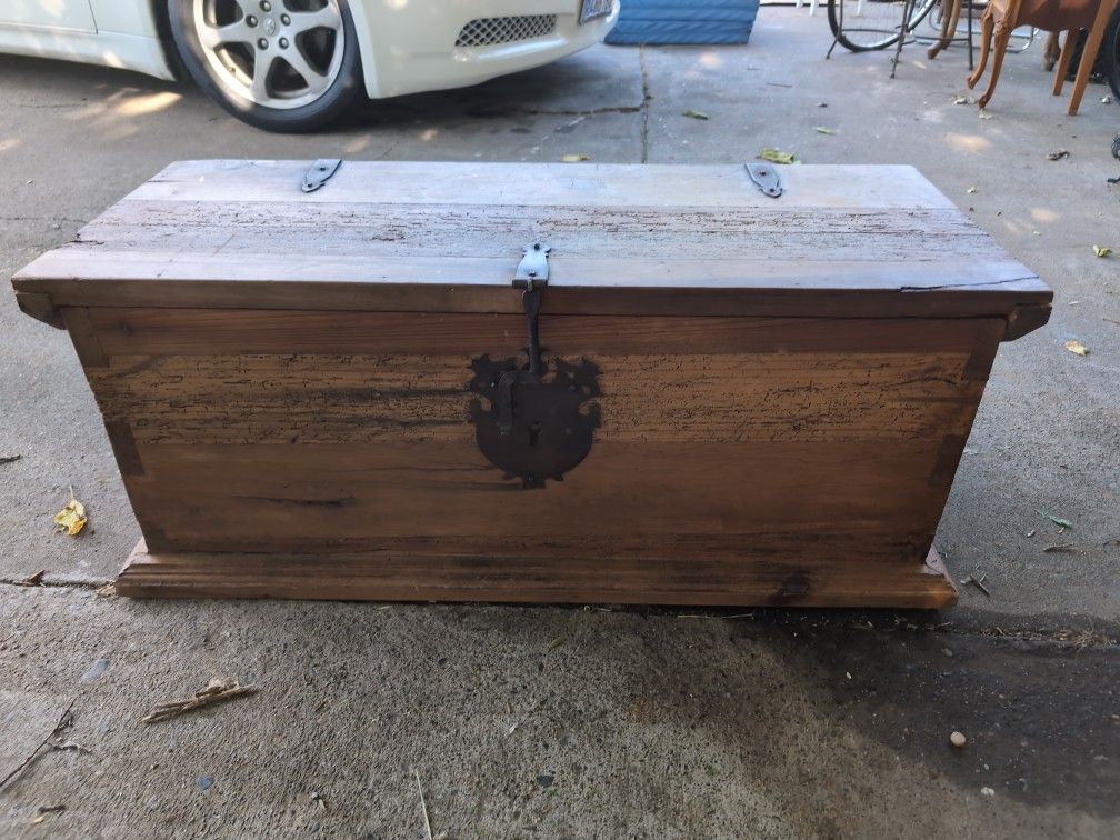 Vintage Handmade Wooden Storage Chest