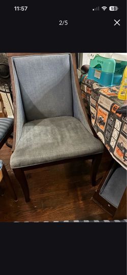 6- Blue Upholstered Dining Chairs / Pick Up off Blanco Road