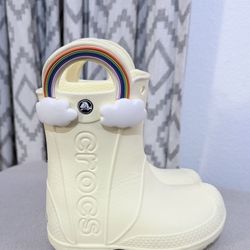 Crocs Toddler Rain Boots Size C9 – Buttercream Rainbow – Excellent