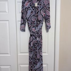 Brand New Talbots Button Down Paisley Print Maxi Dress - Size 10