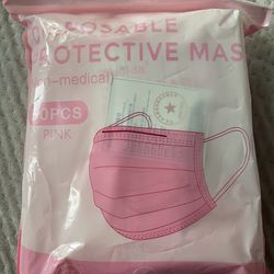 Pink Disposable Face Masks 50 Pieces 
