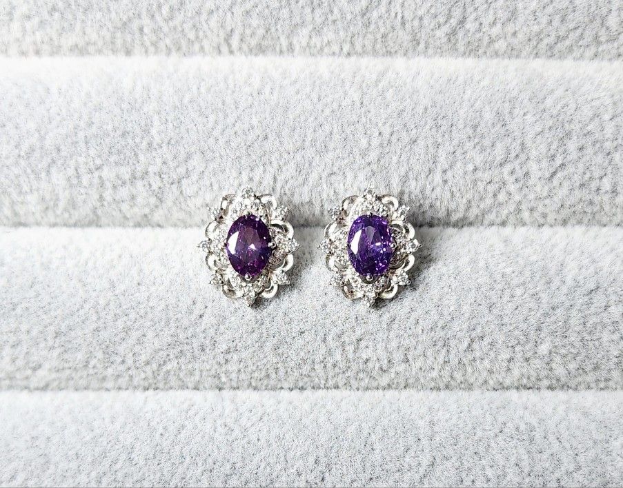Amethyst & White Sapphire Earrings