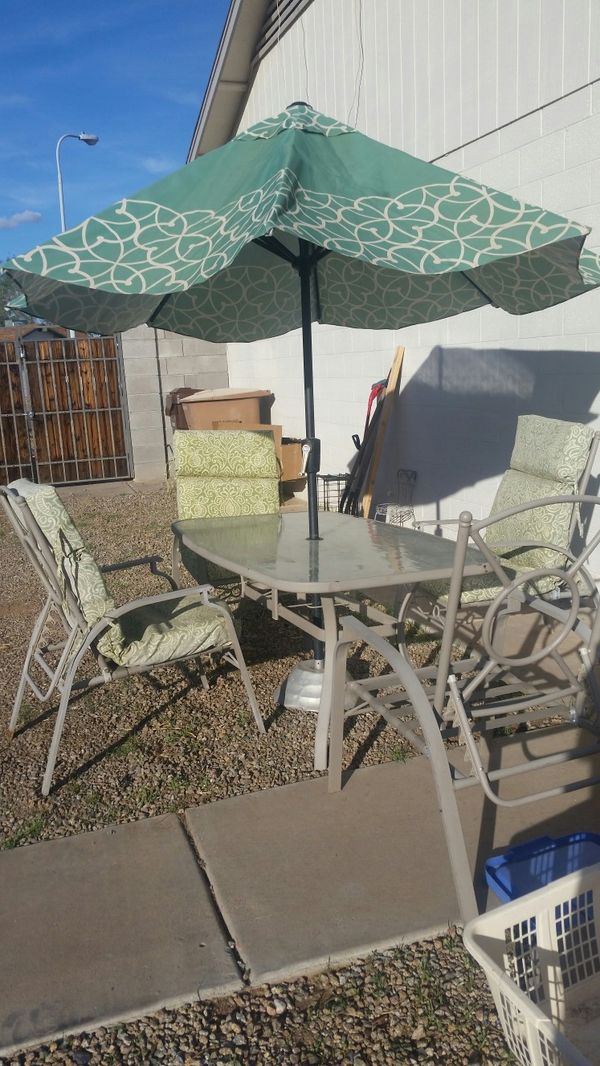 Outdoor Glass Metal Patio Table With Working Umbrella Home Garden Outdoor Glass Metal Patio Table With Working Umbrella Home Garden In Peoria Az Offerup