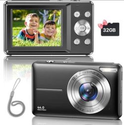 Digital Camera, Upgraded FHD 1080P Digital Camera with Strap 32GB SD Card 16X Digital Zoom Compact Point and Shoot Camera for Kids Portable Cameras Sm