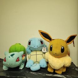 Giant Authentic Pokemon Plush Squirtle, Bulbasaur, Eevee 22in