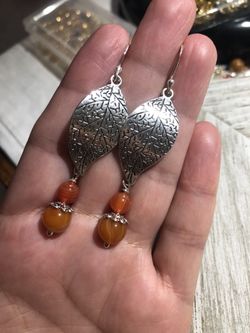 Orange agate dangle earrings!
