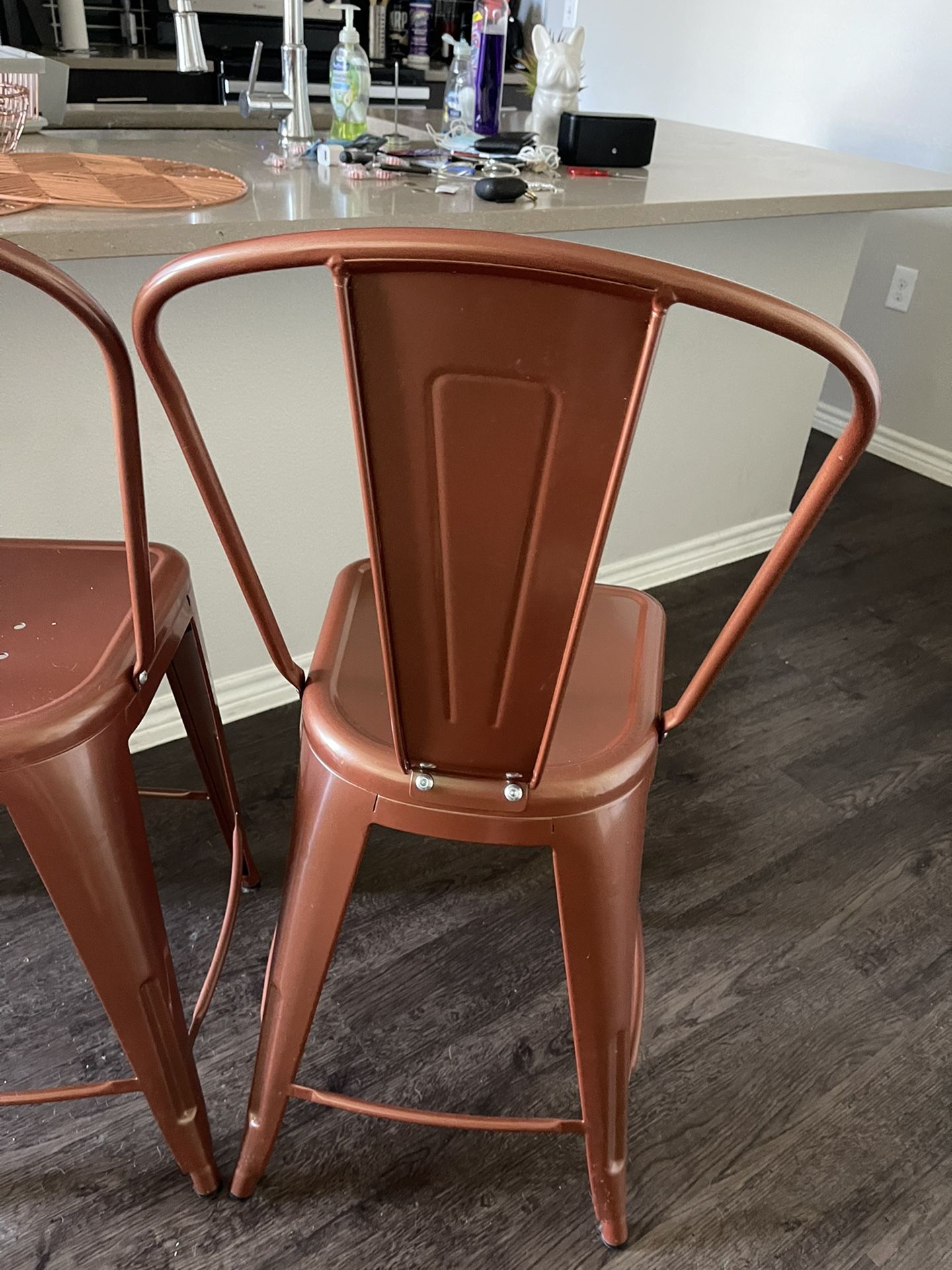 Rose Gold Metal Bar Stools