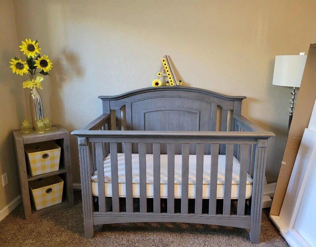 Gray Wood Crib