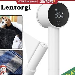 LENTORGI Rechargeable Fabric Shaver, Electric Lint Remover with Led Digital Display and 6-Leaf Blades, 3-Speeds, Hairball and Pet Hair Remover for Clo