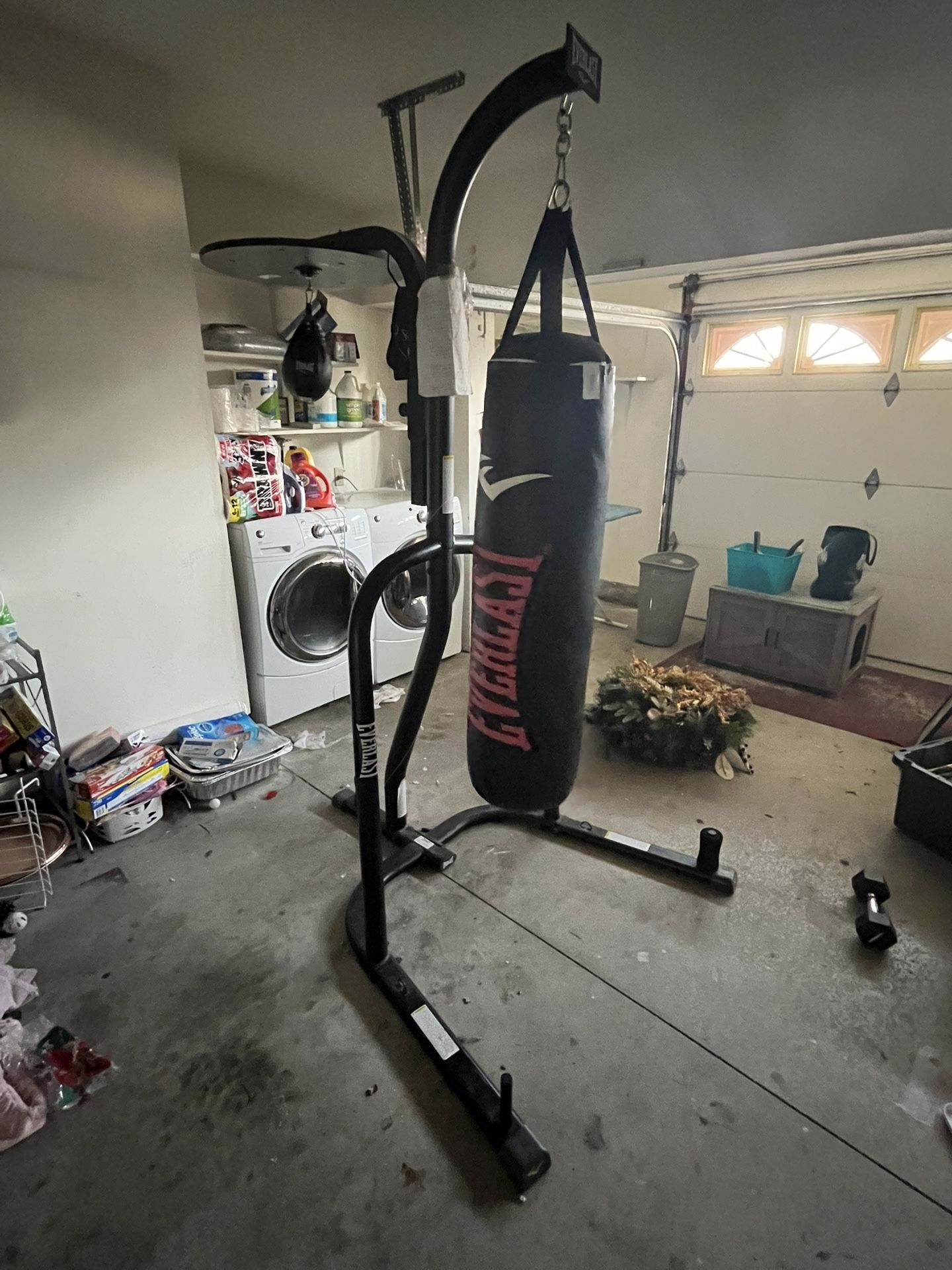 Punching Bag With Speed Bag And Gloves.