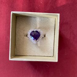 African Amethyst and Zircon Sterling Silver Ring