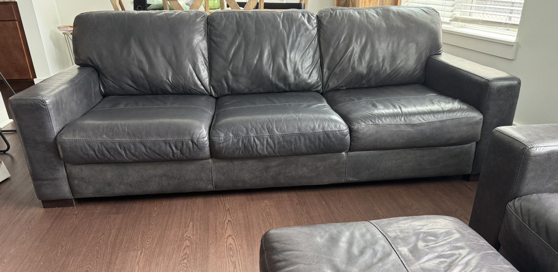 Durango Italian Leather Sofa, Loveseat, and Ottoman
