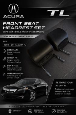09-14 Acura TL Front Seat Driver/Passenger Headrest Left Right Set OEM