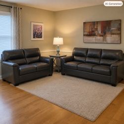 Leather Sofa & Matching Loveseat – Excellent Condition