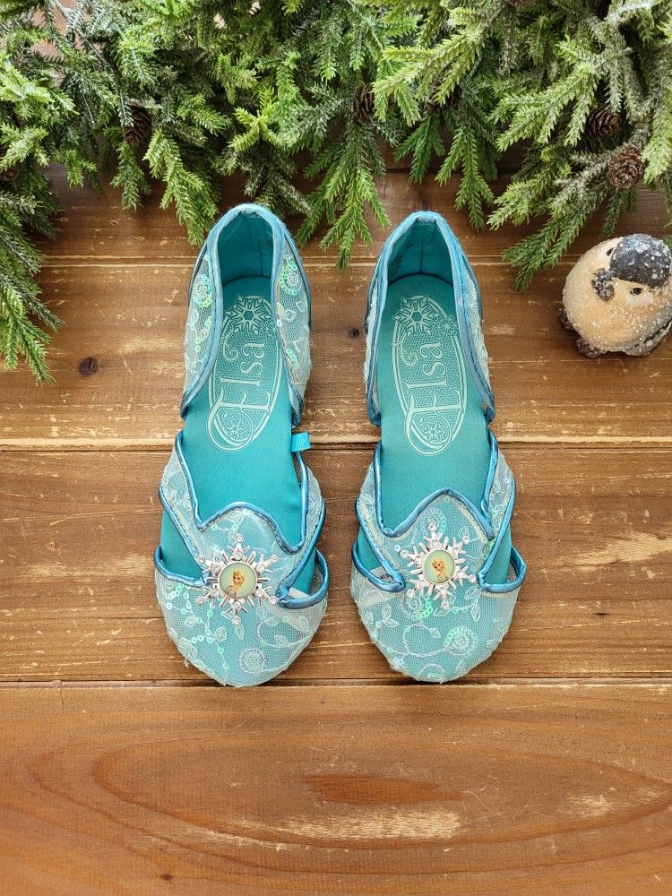 SIZE 12 GIRLS DISNEY FROZEN ELSA SLIP ON COSTUME SHOES