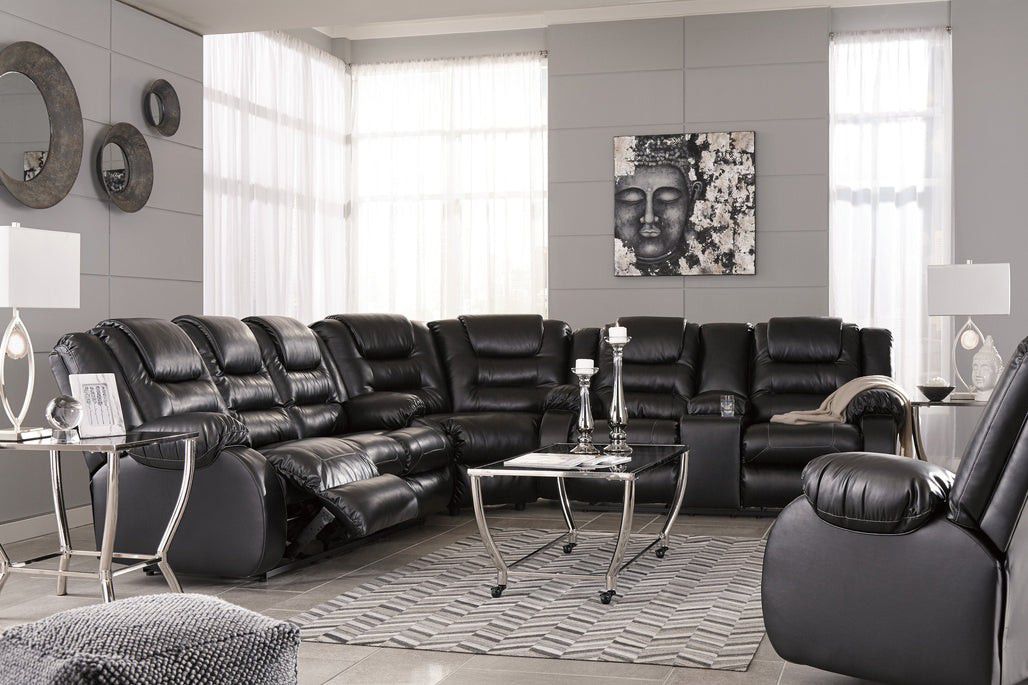 🧑‍🎄SPECIAL] Vacherie Black Reclining Sectional ⚽🏆⚽ For World Cup 2022