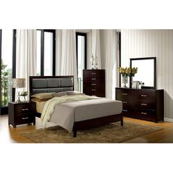 4 PCs Bedroom Set Queen Bed Nightstand Dresser Mirror 