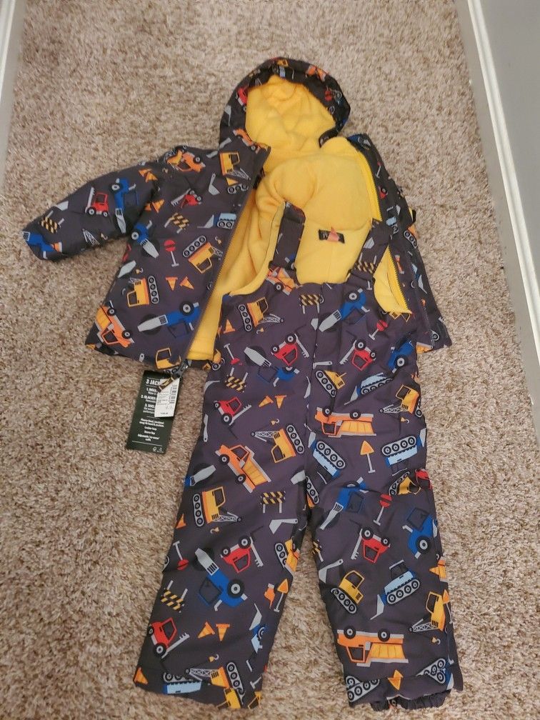 Boys 2T Winter Snow Suit - Construction Theme