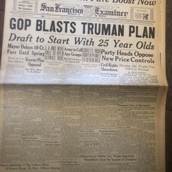 1948 Vtg San Francisco Newspaper