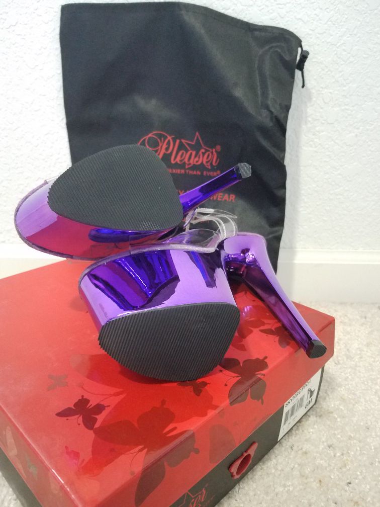 Pleaser Brand Stilletos, Purple, size 6