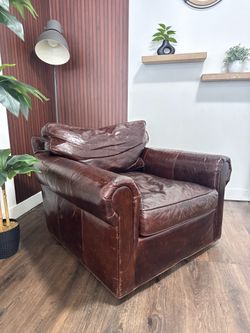 Restoration Hardware Lancaster Leather Swivel Chair