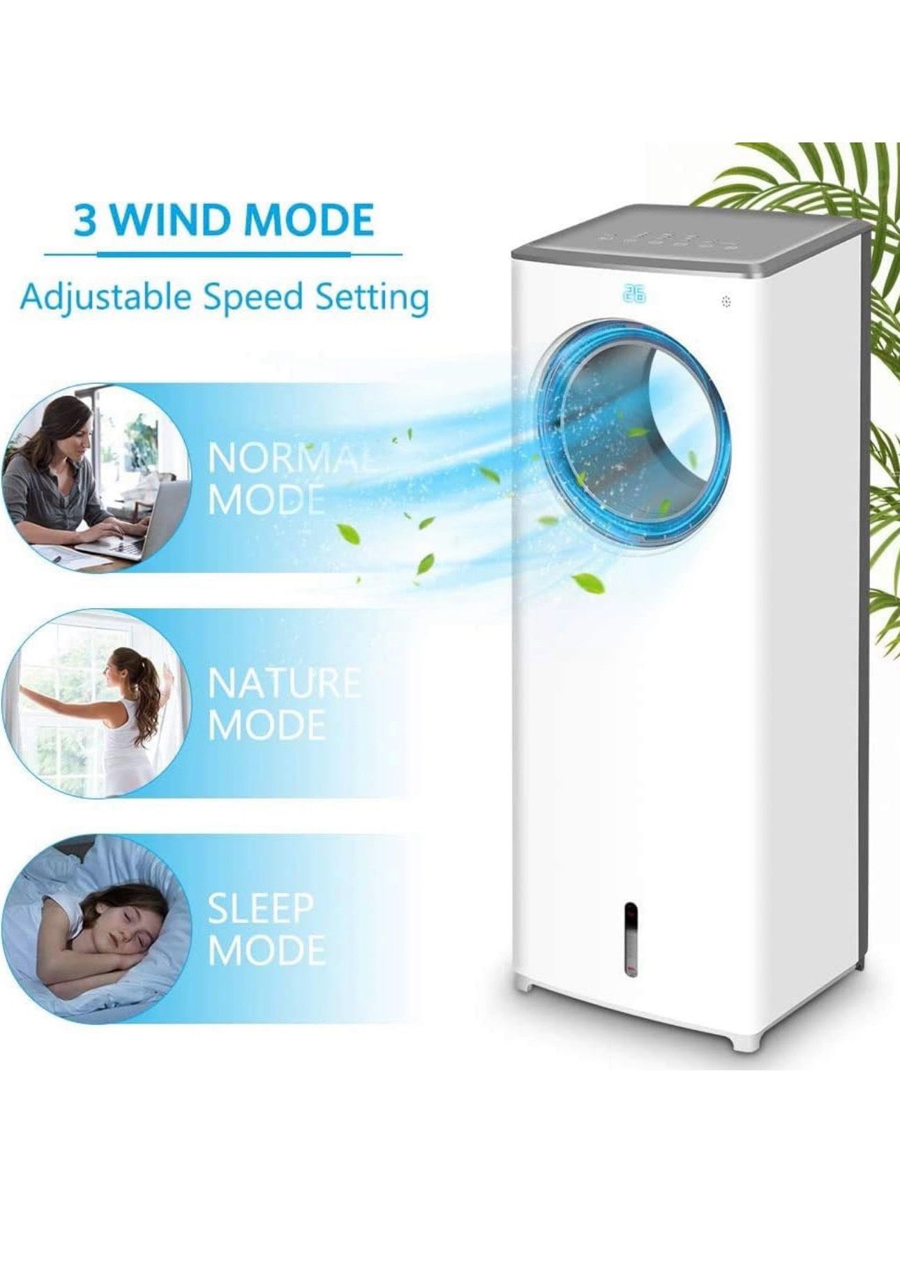B03 $60 Air Cooler-3-in-1 Portable Air-Cooling Fan, Instant Cool & Humidify with 3 Speeds, No Noise Tower Fan, No Dust, 3 Modes, 8H Timer, Bladeless 