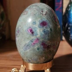 Ruby Fushite Crystal Egg Stone With Stand 