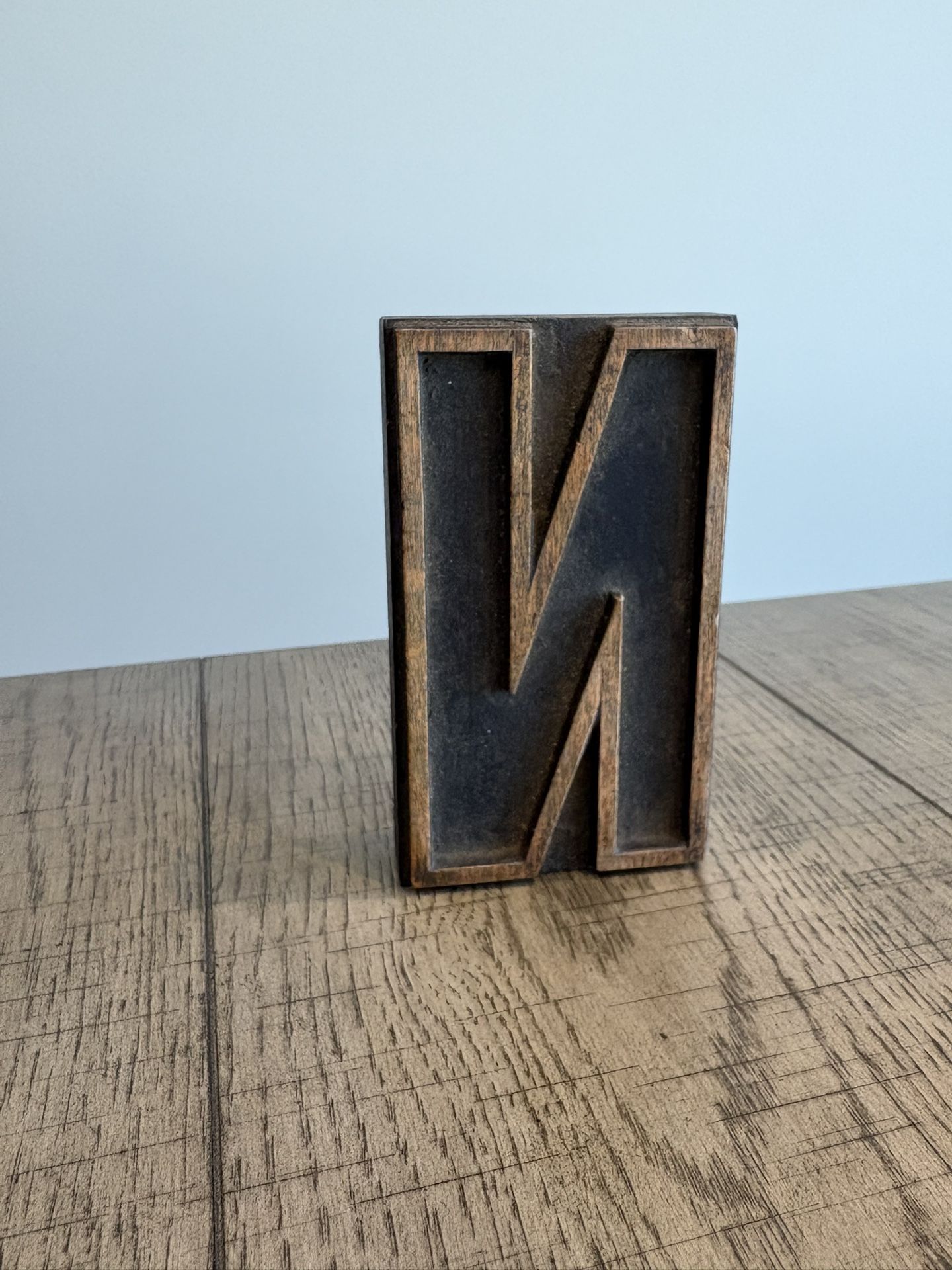 Wooden Printers Block Letter “N”