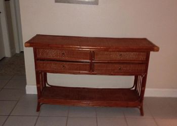 Balinese Wicker and Bamboo Console Table