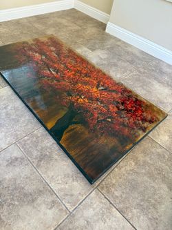 Large Framed Blossom Tree Oil Painting