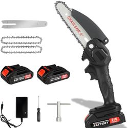 Cordless Mini Chainsaw 550W with 2 Batteries and Charger