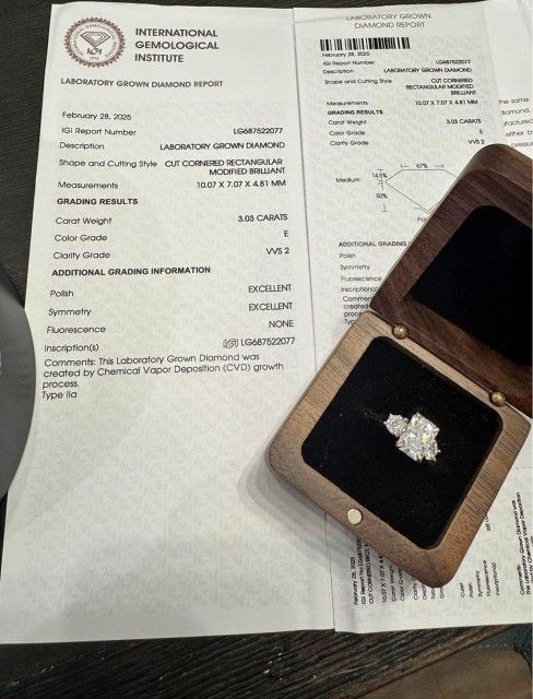 3.92ct radiant cut engagement ring