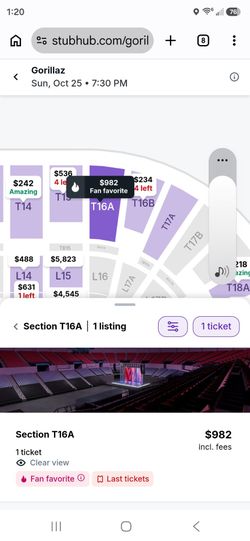Gorillaz last ticket great deal and location