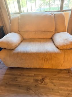 Tan Micro Fiber Reclining Matching Sofa/ Love Seat