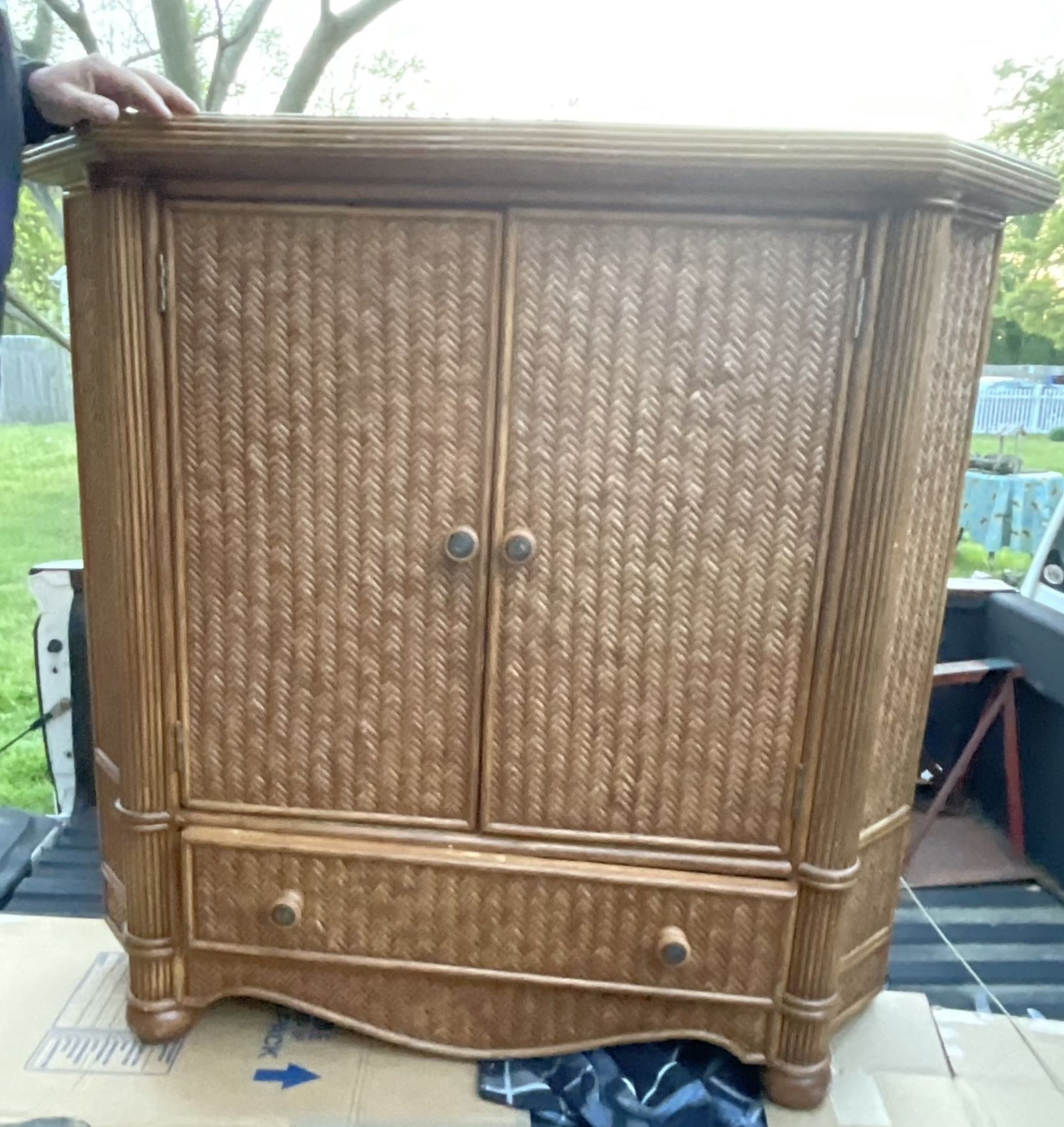 LG Corner Cabinet Wicker Bamboo West Indies Tv Stand Pantry Bar Buffet Rattan