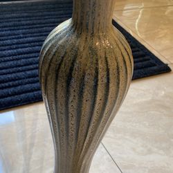 Vtg Studio Art Pottery Drip Glaze 17.5” Tall Thin Vase 