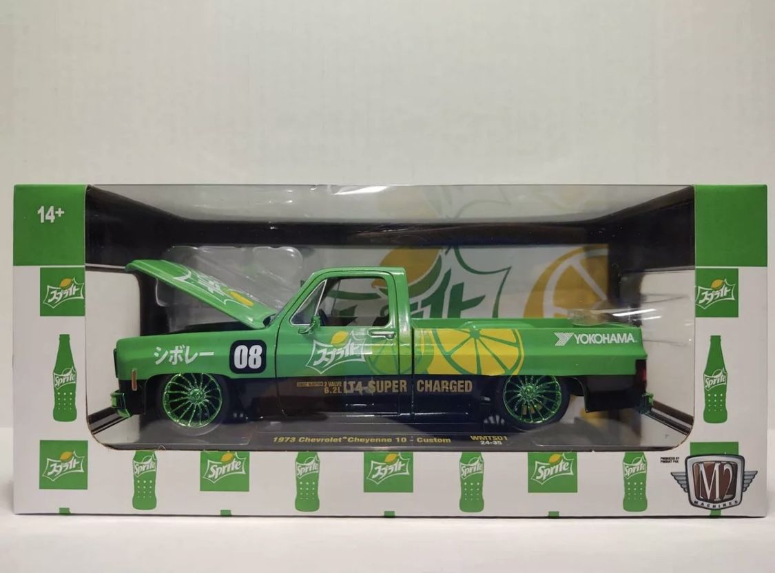 2024 M2 MACHINES COCA-COLA Sprite CHASE 1973 CHEVROLET  CHEYENNE 10 CUSTOM 1:24