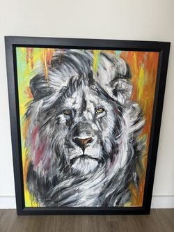 Authentic African Lion Artwork Oil on Canvas