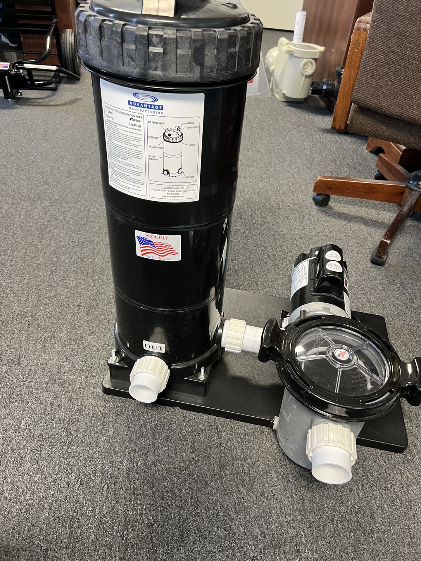 1.5hp Pump And Motor Paired With 100 Square Foot Cartridge Filter 