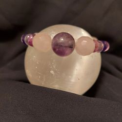 Rose Quartz, Amethyst, Hematite Crystal Healing Bracelet 