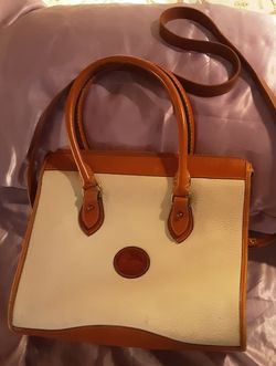 Vintage Dooney & Bourke All-Weather Leather Satchel - Bone & British Tan